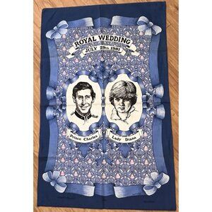 Prince Charles & Lady Diana Royal Wedding Tea Towel Linen 1981 Britain Cotton